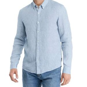 Michael Kors Men's Button Down Linen Long Sleeve Shirt
